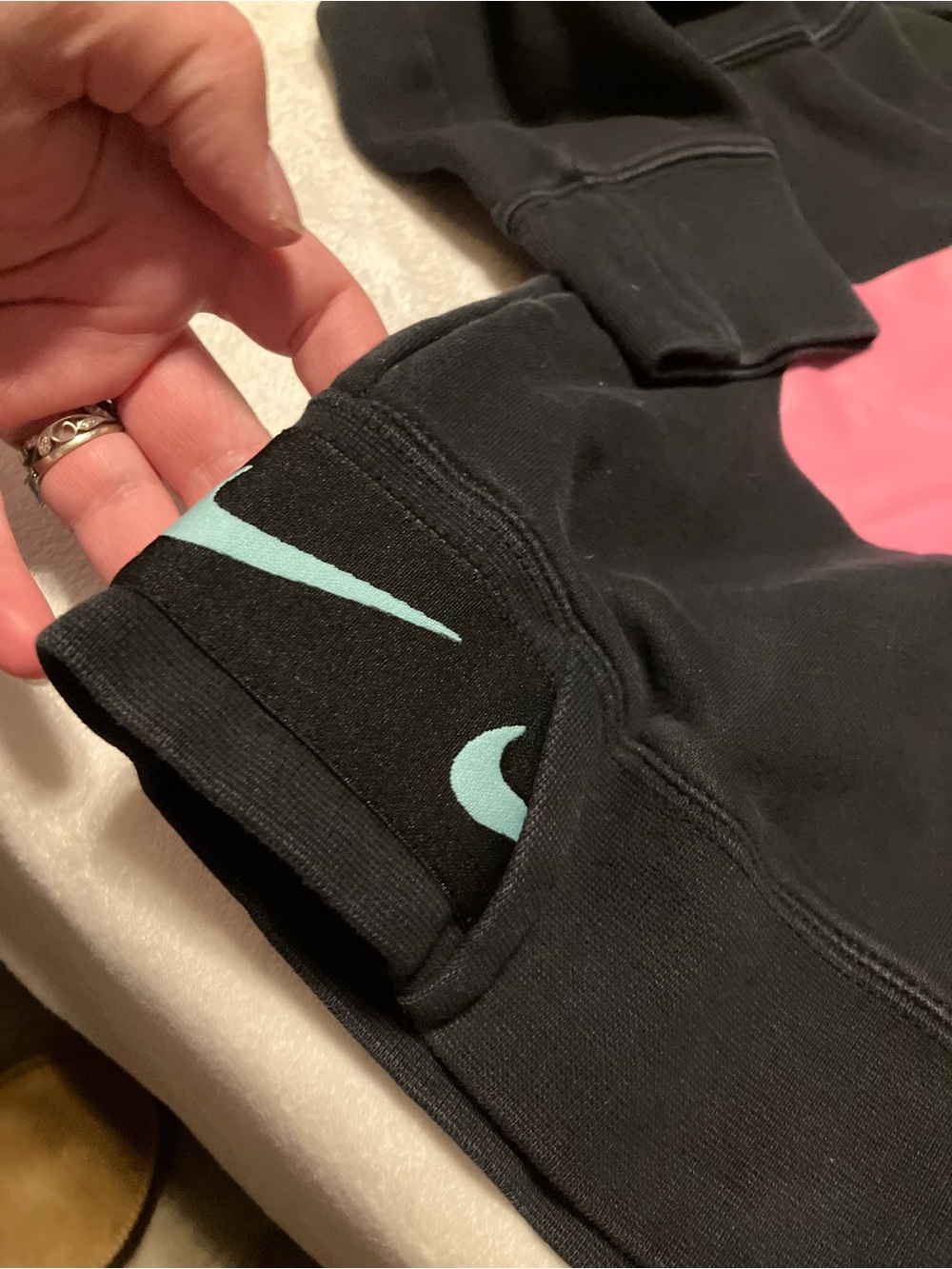 Nike Kids Black Hoodie with Pink & Orange Graphic - Picture 3 of 5